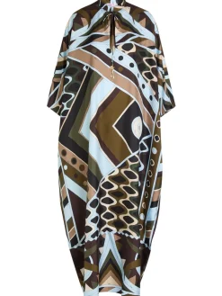 Printed silk-twill maxi kaftan dress