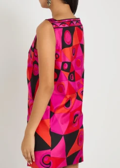 Printed silk-twill mini dress