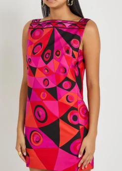 Printed silk-twill mini dress