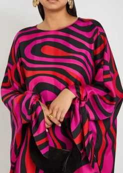 Printed silk-twill mini kaftan
