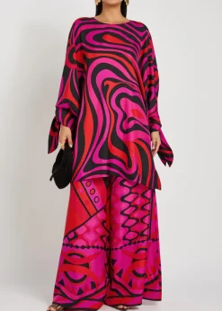 Printed silk-twill mini kaftan