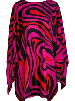 Printed silk-twill mini kaftan