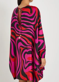 Printed silk-twill mini kaftan