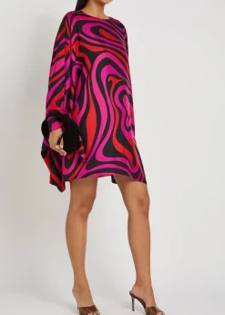 Printed silk-twill mini kaftan