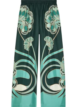 Printed silk-twill palazzo trousers