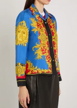 Printed silk-twill shirt