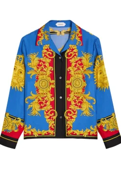 Printed silk-twill shirt
