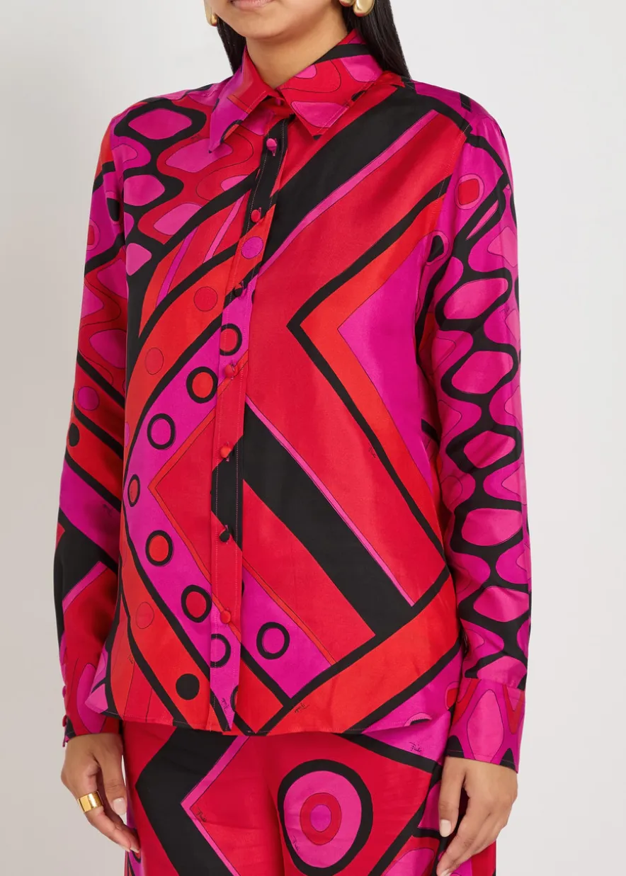 Printed silk-twill shirt