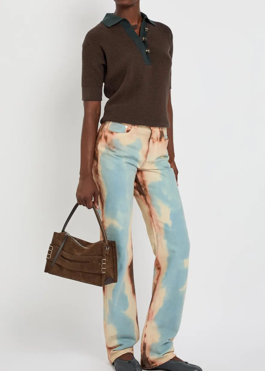 Printed straight-leg jeans
