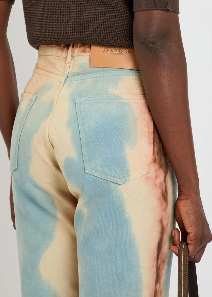 Printed straight-leg jeans