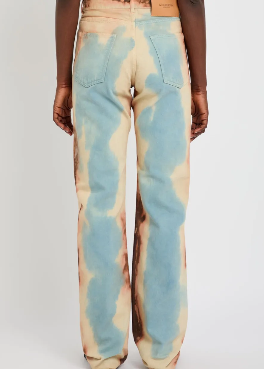 Printed straight-leg jeans