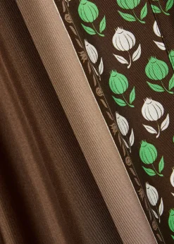 Printed straight-leg silk trousers