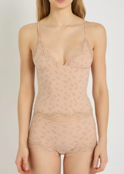 Printed stretch-jersey cami and boyshort set