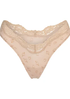 Printed stretch-jersey thong