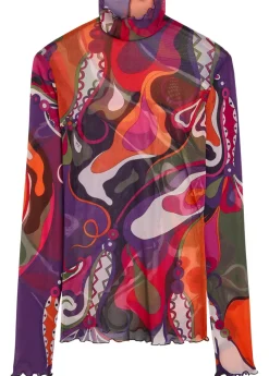 Printed tulle top