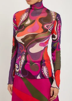 Printed tulle top