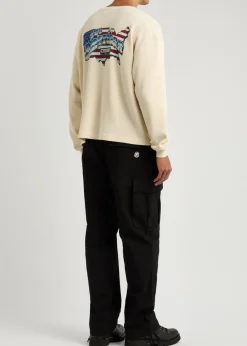 Printed waffle-knit cotton top