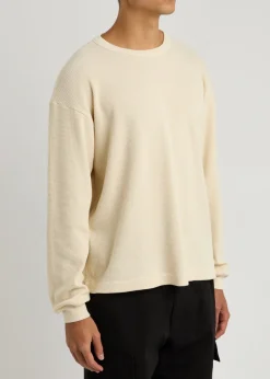 Printed waffle-knit cotton top