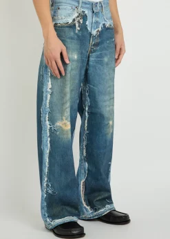 Printed wide-leg jeans