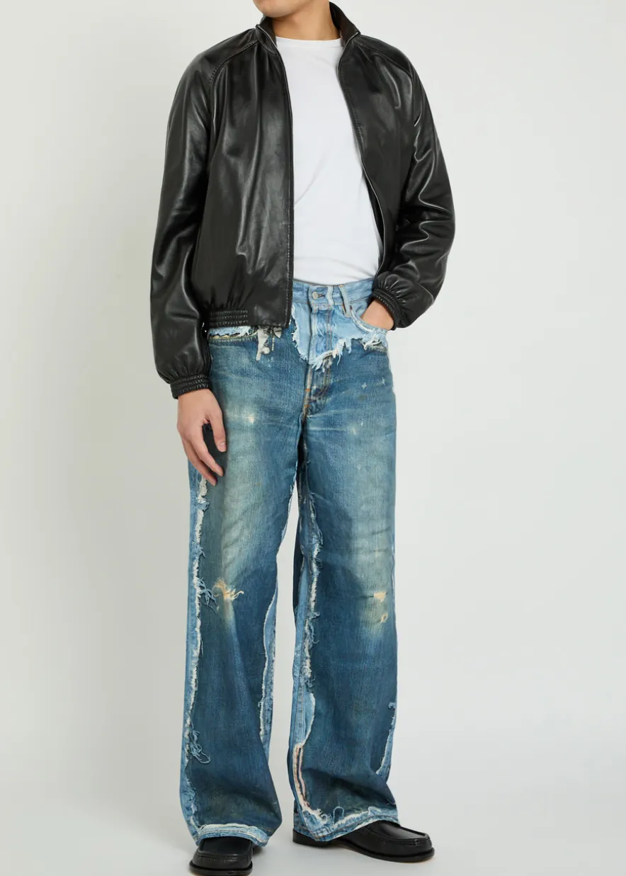 Printed wide-leg jeans