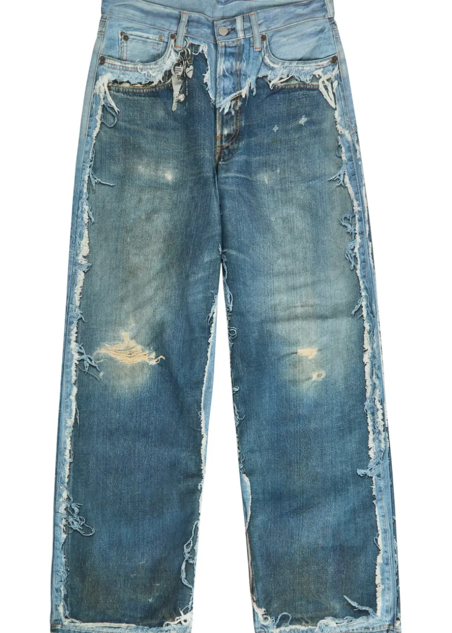 Printed wide-leg jeans