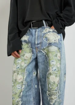 Printed wide-leg jeans
