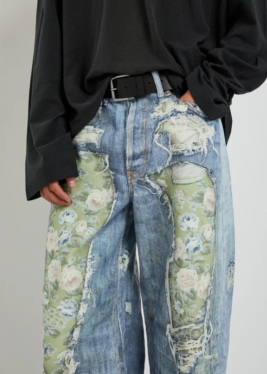 Printed wide-leg jeans