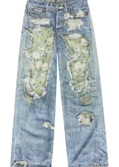 Printed wide-leg jeans