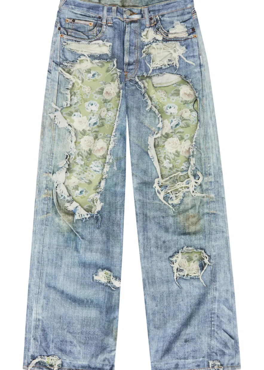 Printed wide-leg jeans