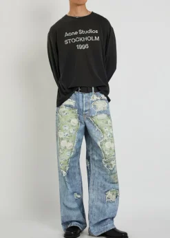 Printed wide-leg jeans