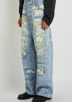 Printed wide-leg jeans