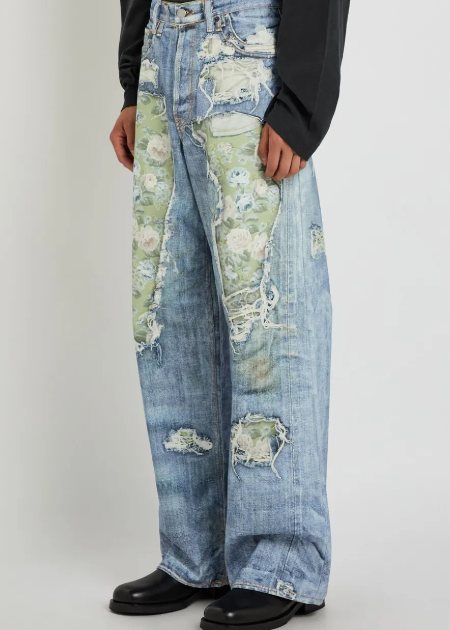 Printed wide-leg jeans