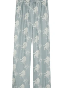 Printed wide-leg silk trousers