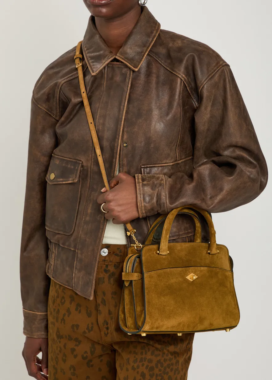 Private Eye Mini suede top handle bag