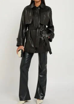 Priya belted leather jacket