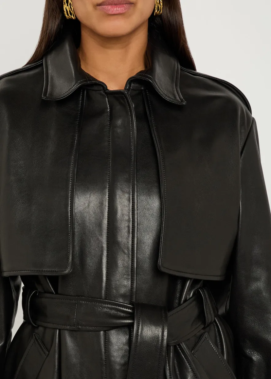 Priya belted leather jacket