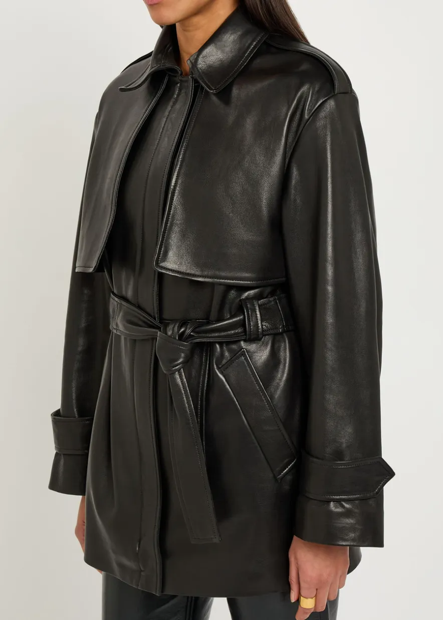 Priya belted leather jacket