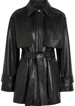 Priya belted leather jacket