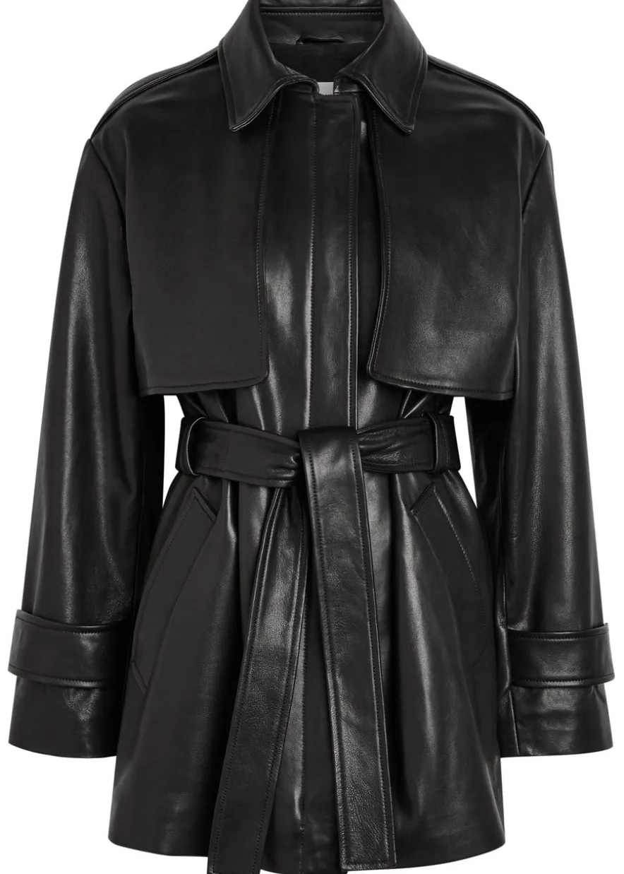 Priya belted leather jacket