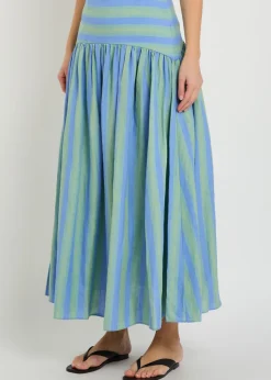 Procida striped linen maxi skirt