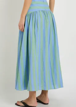 Procida striped linen maxi skirt