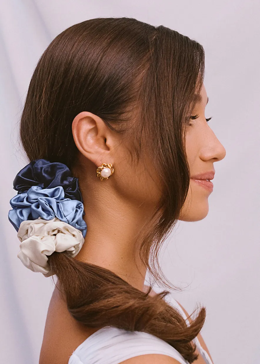Pure Silk Large Scrunchies - Skye