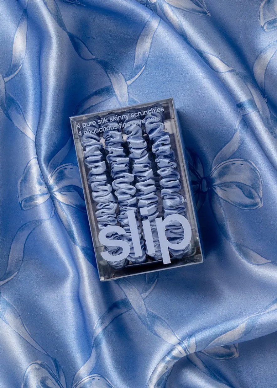 Pure Silk Skinny Scrunchies - Cornflower