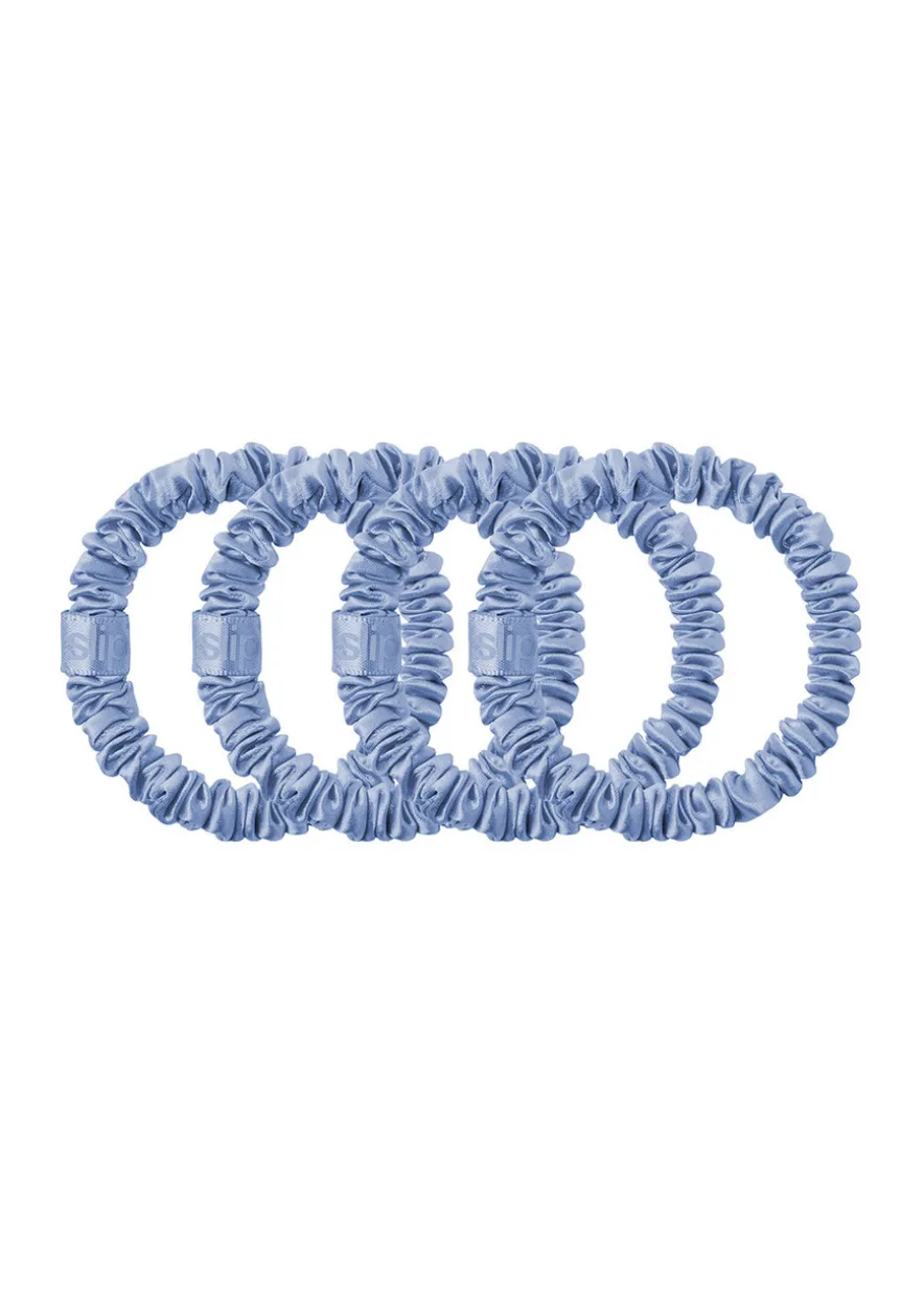 Pure Silk Skinny Scrunchies - Cornflower