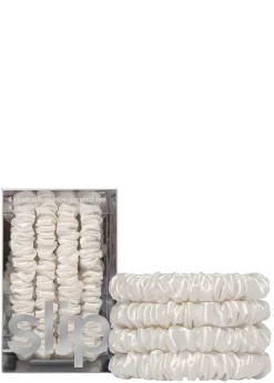 Pure Silk Skinny Scrunchies - White