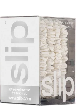 Pure Silk Skinny Scrunchies - White