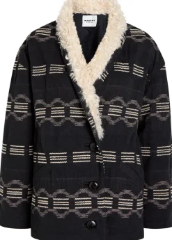 Qayla jacquard cotton-blend coat