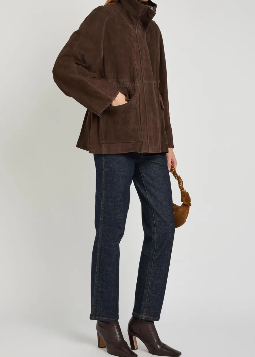 Quai funnel-neck suede jacket