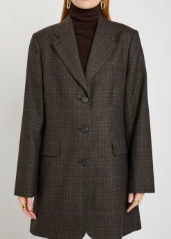 Queens plaid-jacquard wool blazer