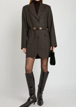 Queens plaid-jacquard wool blazer